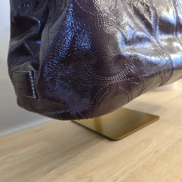 Y2K vintage Coach Signature Frame Carryall. Kisslock. Deep Plum. - Picture 4 of 14